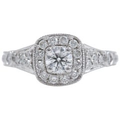Vera Wang Anello di fidanzamento con diamante Love Collection rotondo da 1,25 carati in oro 14 carati