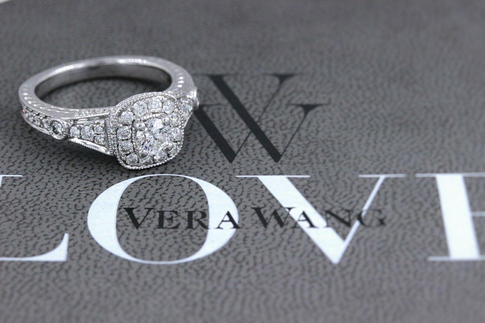 Vera Wang Diamond Engagement Ring Love Collection Round 1.25 Carat 14 Karat Gold For Sale 1