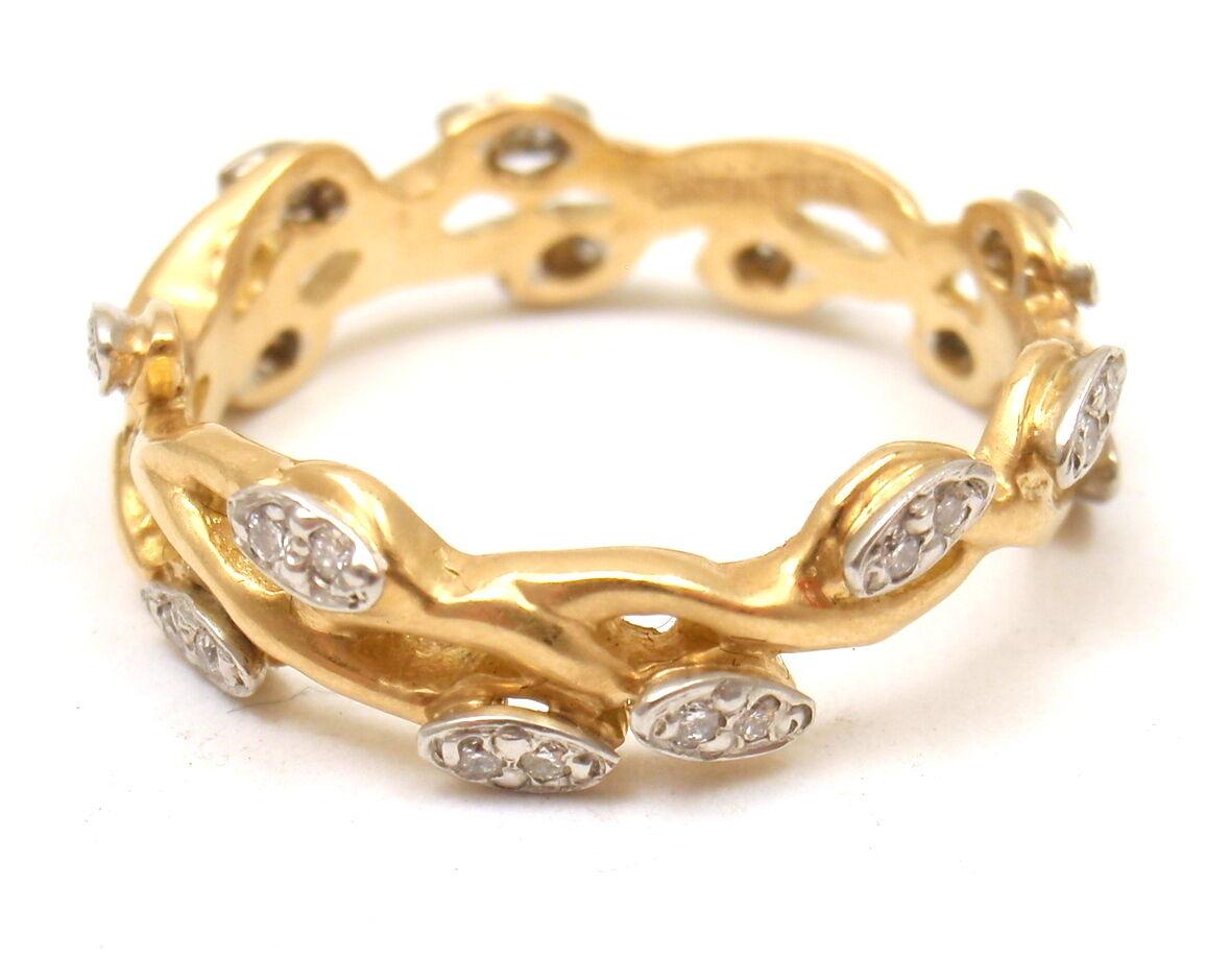 Brilliant Cut Vera Wang Diamond Vine Motif Yellow Gold Band Ring