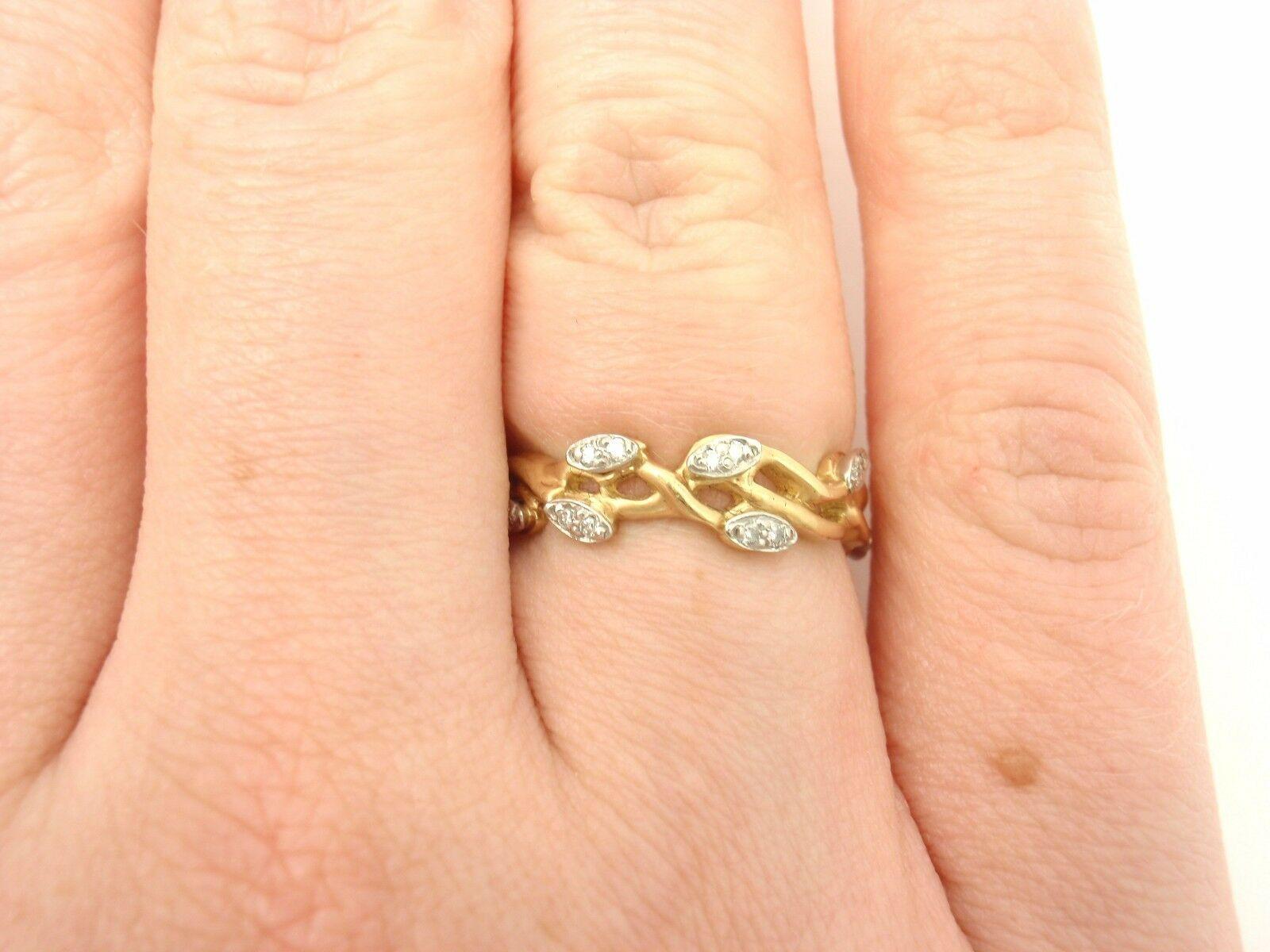 Women's or Men's Vera Wang Diamond Vine Motif Yellow Gold Band Ring