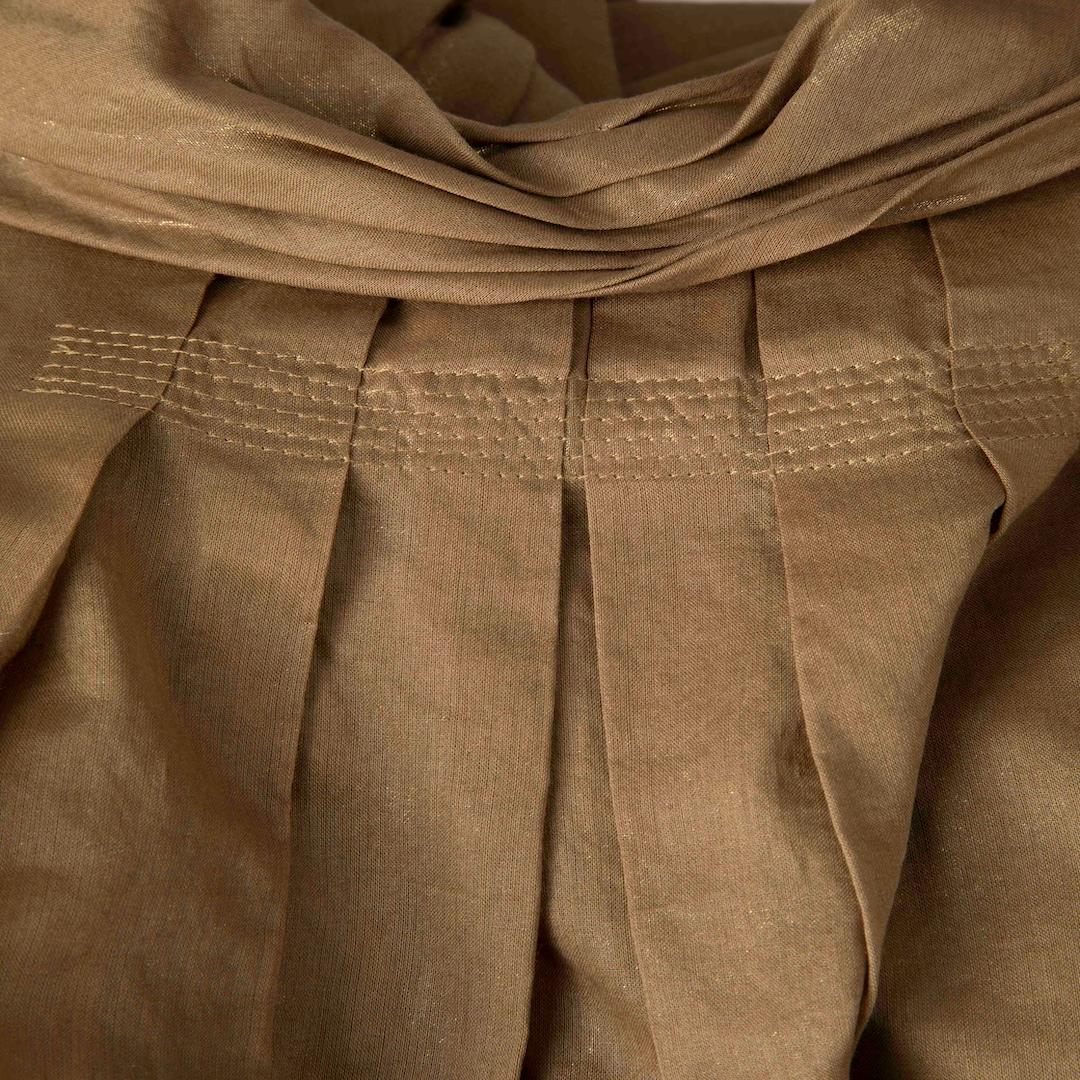 Marron Vera Wang Khaki Ruched Detail Sheer Top Size M en vente