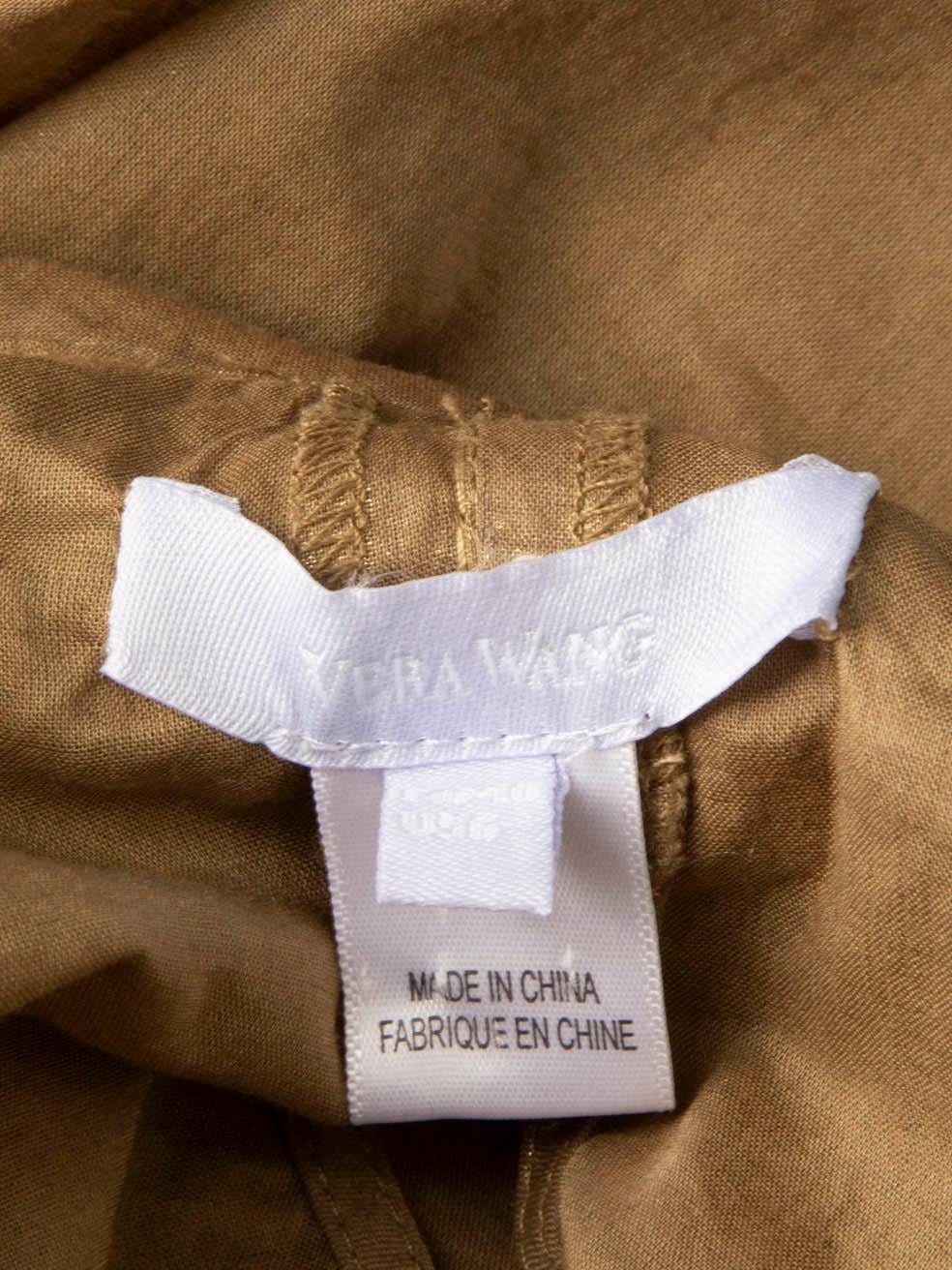 Vera Wang Khaki Ruched Detail Sheer Top Size M Pour femmes en vente