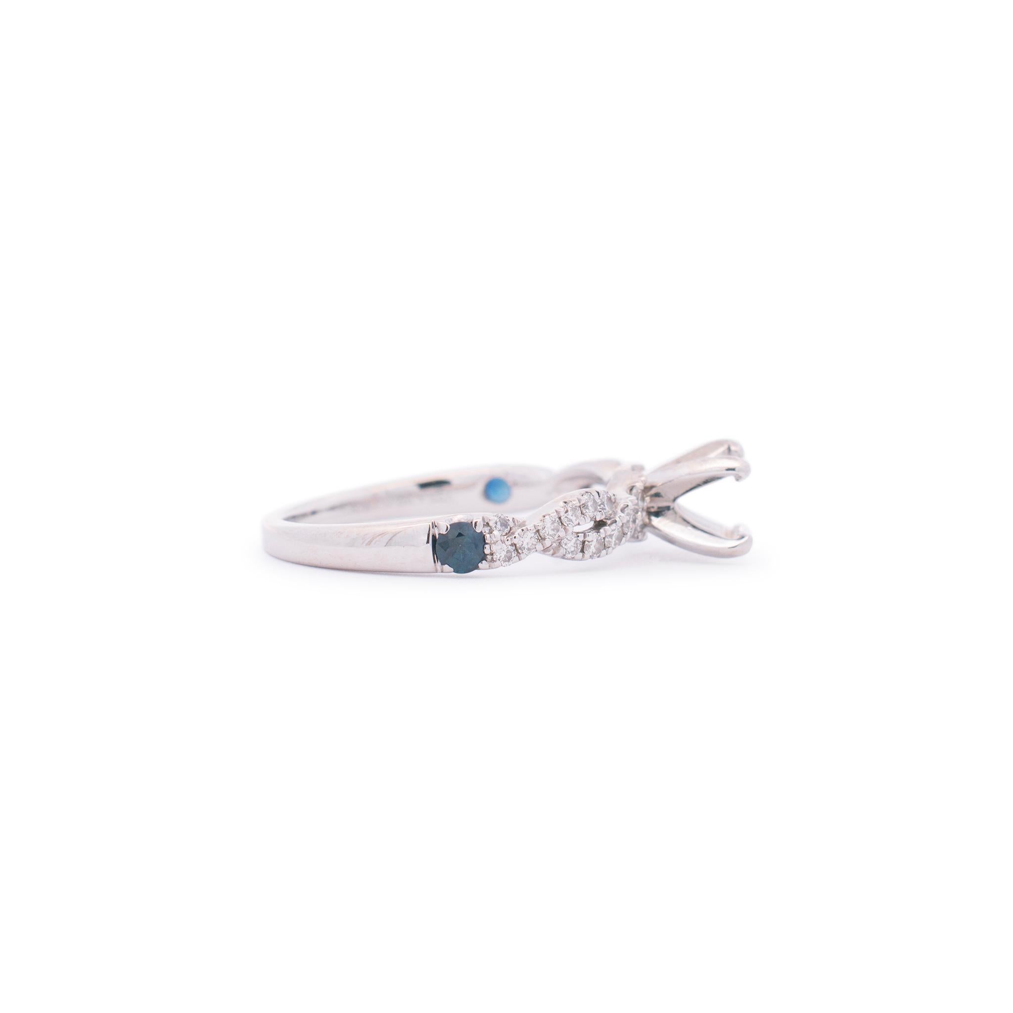 Vera Wang Damen 14K Weißgold Diamant & Saphire Semi Mount Verlobungsring (Brillantschliff)