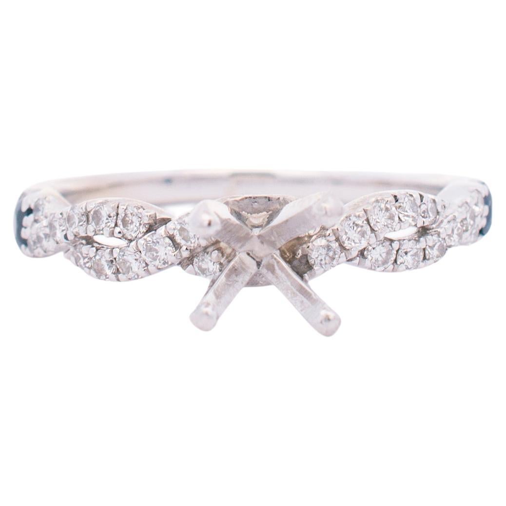 Vera Wang Ladies 14K White Gold Diamond & Sapphires Semi Mount Engagement Ring For Sale