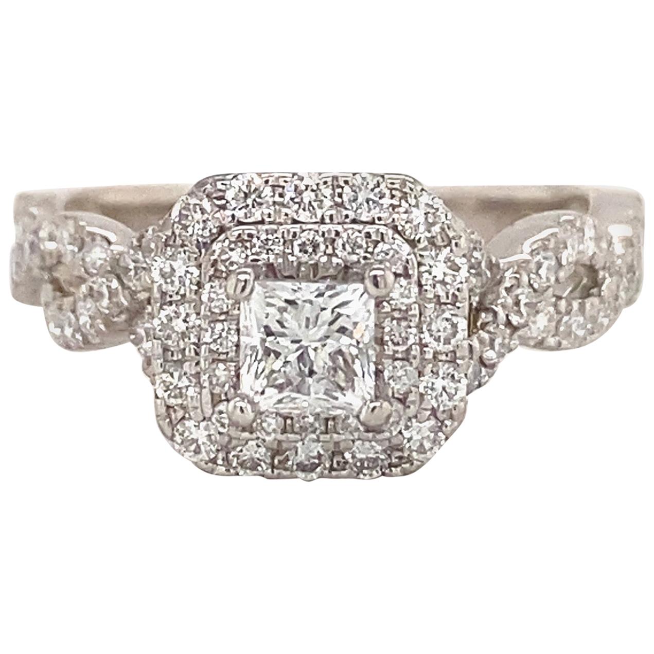 Vera Wang Love 1.00 Carat Princess Diamond Double Twist 14 Karat WG Ring For Sale