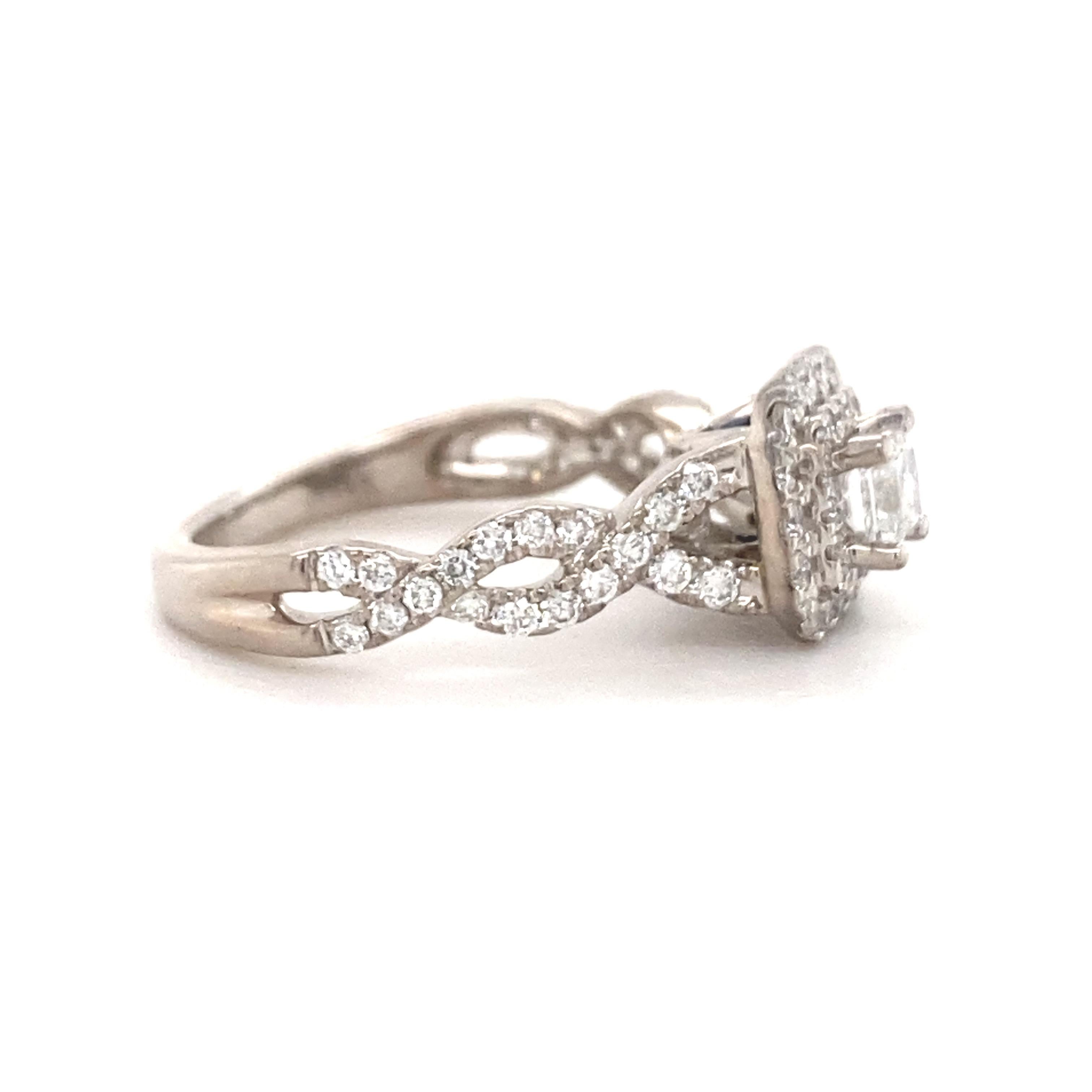 Vera Wang Love 1.00 Carat Princess Diamond Double Twist 14 Karat WG Ring For Sale 1