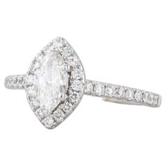 Vera Wang Love 1.09ctw Marquise Diamond Halo Engagement Ring 14k Gold Sapphire