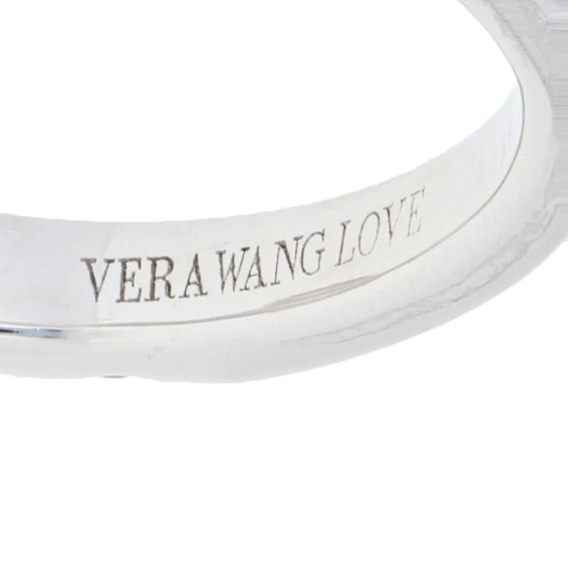 Round Cut Vera Wang Love 1.12 Carat Diamond and Sapphire Ring, 14 Karat Gold Halo GIA For Sale