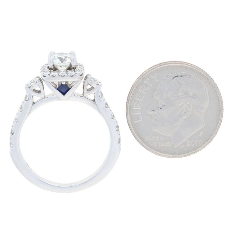 Vera Wang Love 1.12 Carat Diamond and Sapphire Ring, 14 Karat Gold Halo GIA In Excellent Condition In Greensboro, NC