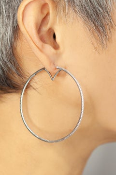 Vera Wang Love 14K Weißgold Diamant-Reifenohrringe