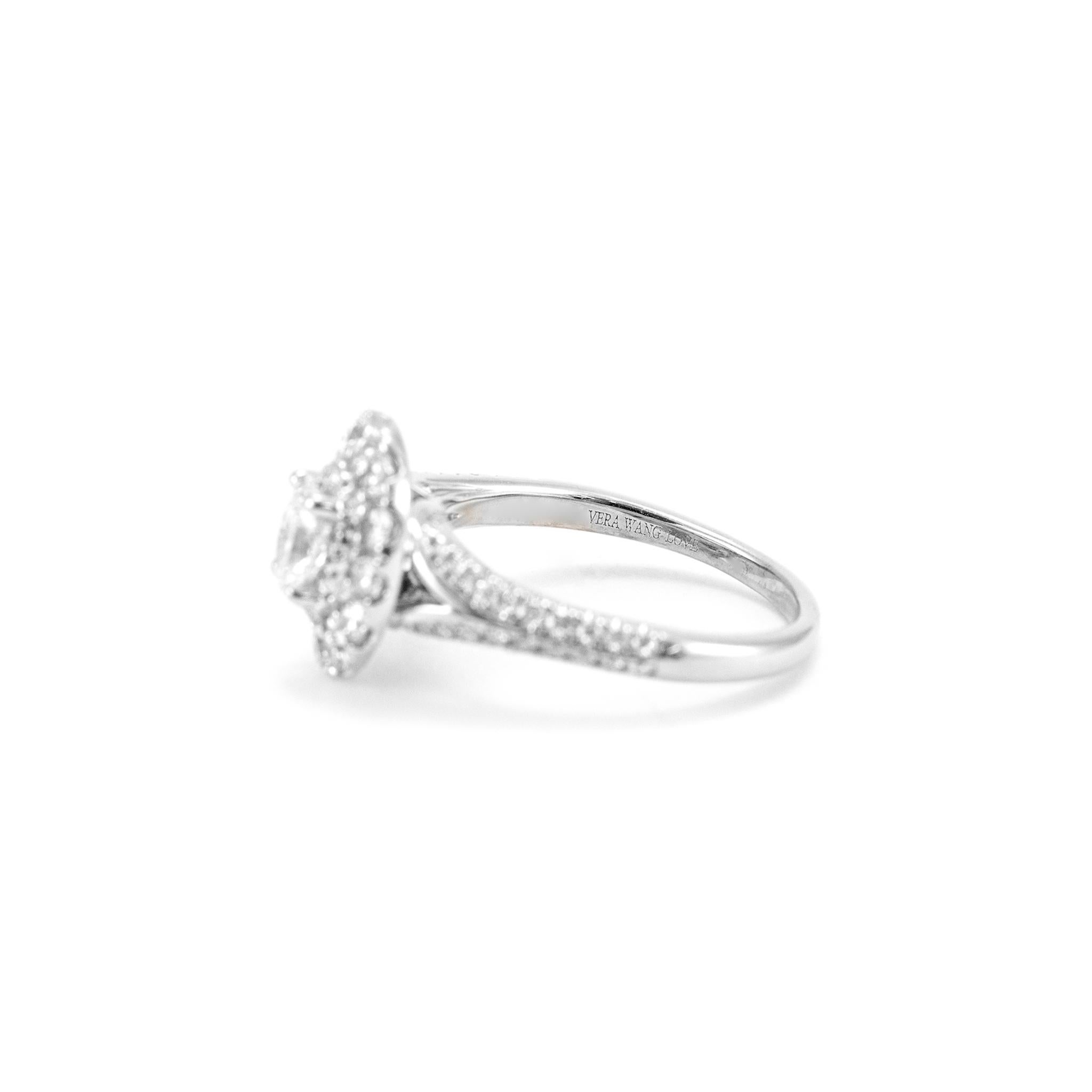 Vera Wang Love 14K White Gold Oval Double Halo 1.67ctw Diamond Engagement Ring 1