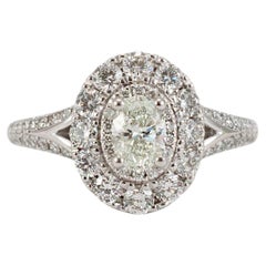 Anello di fidanzamento con diamante ovale a doppia aureola da 1,67 carati di Vera Wang Love in oro bianco 14K