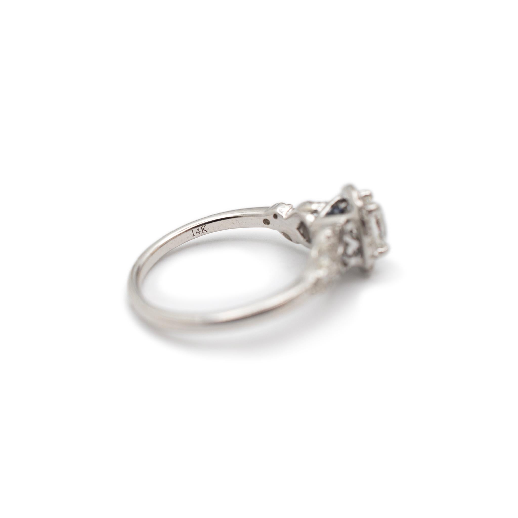 Vera Wang Love Verlobungsring aus 14 Karat Weißgold mit gedrehtem Schaft und ovalem Halo-Diamant 1