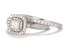 Vera Wang Love 14 Karat Gold & Princess Cut Diamond Halo Engagement Wedding Set