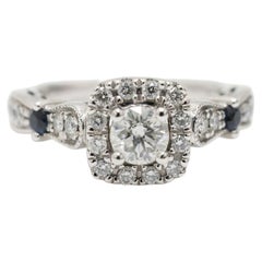 Vera Wang LOVE 18K White Gold 0.70ct Diamond Halo & Sapphire Ring