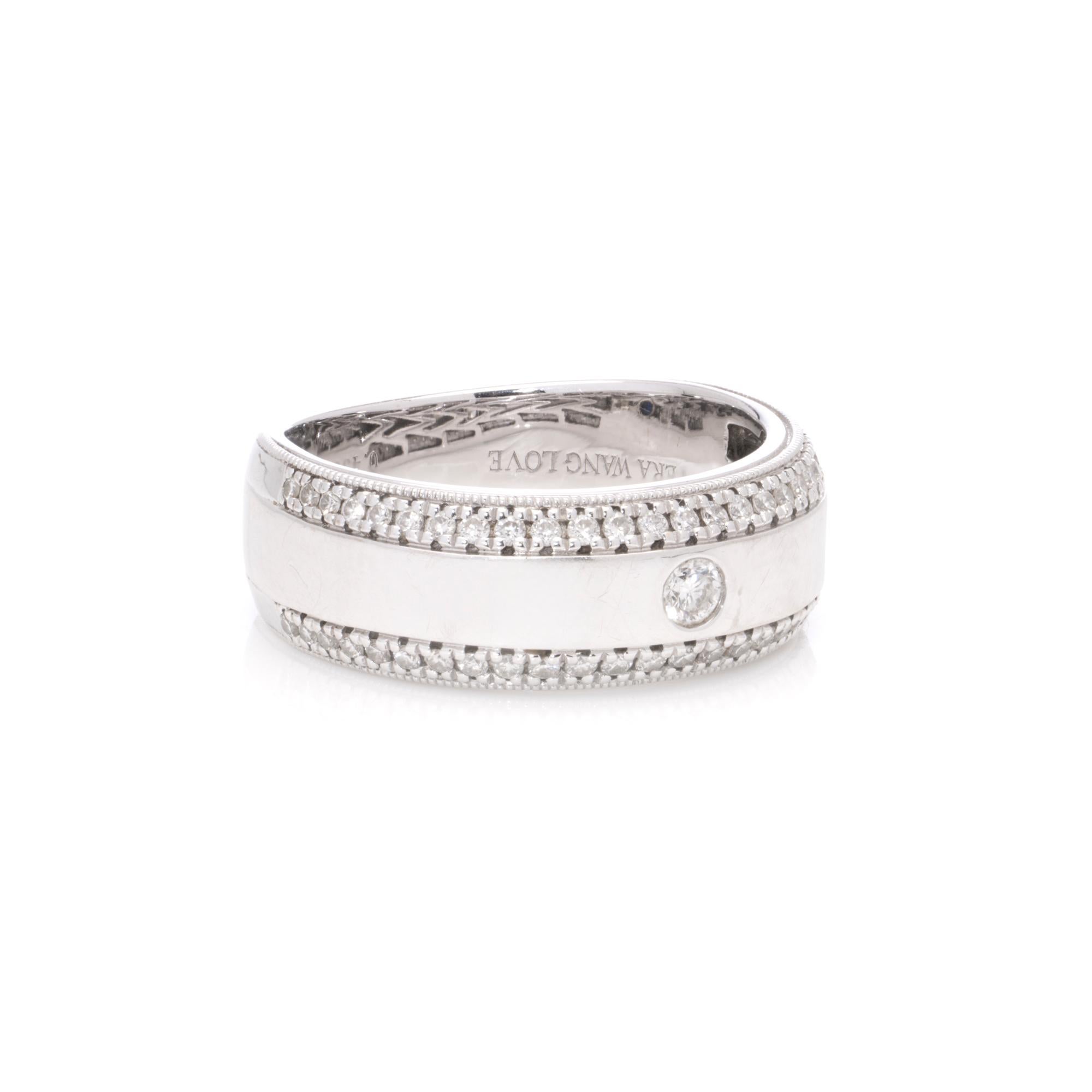 Vera Wang Love 18kt white gold diamond men's band ring In Good Condition For Sale In Braintree, GB