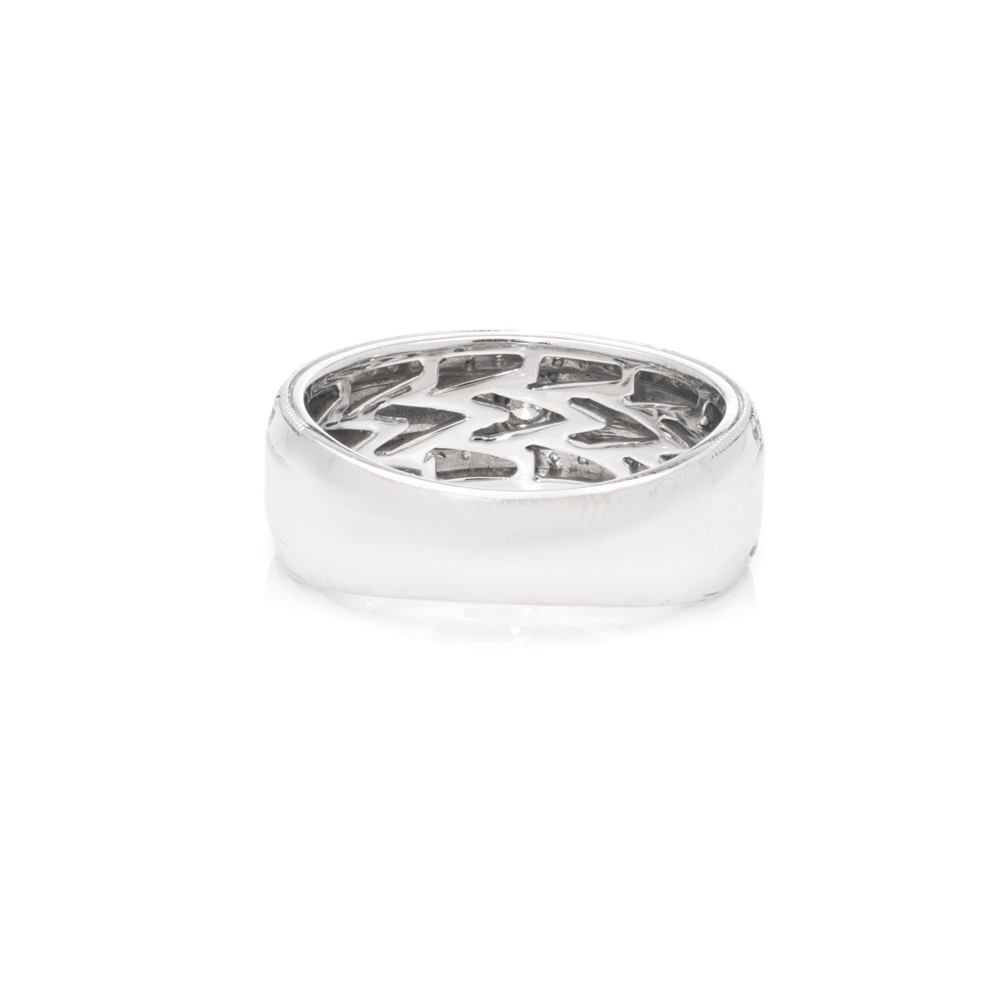 Men's Vera Wang Love 18kt white gold diamond men's band ring For Sale