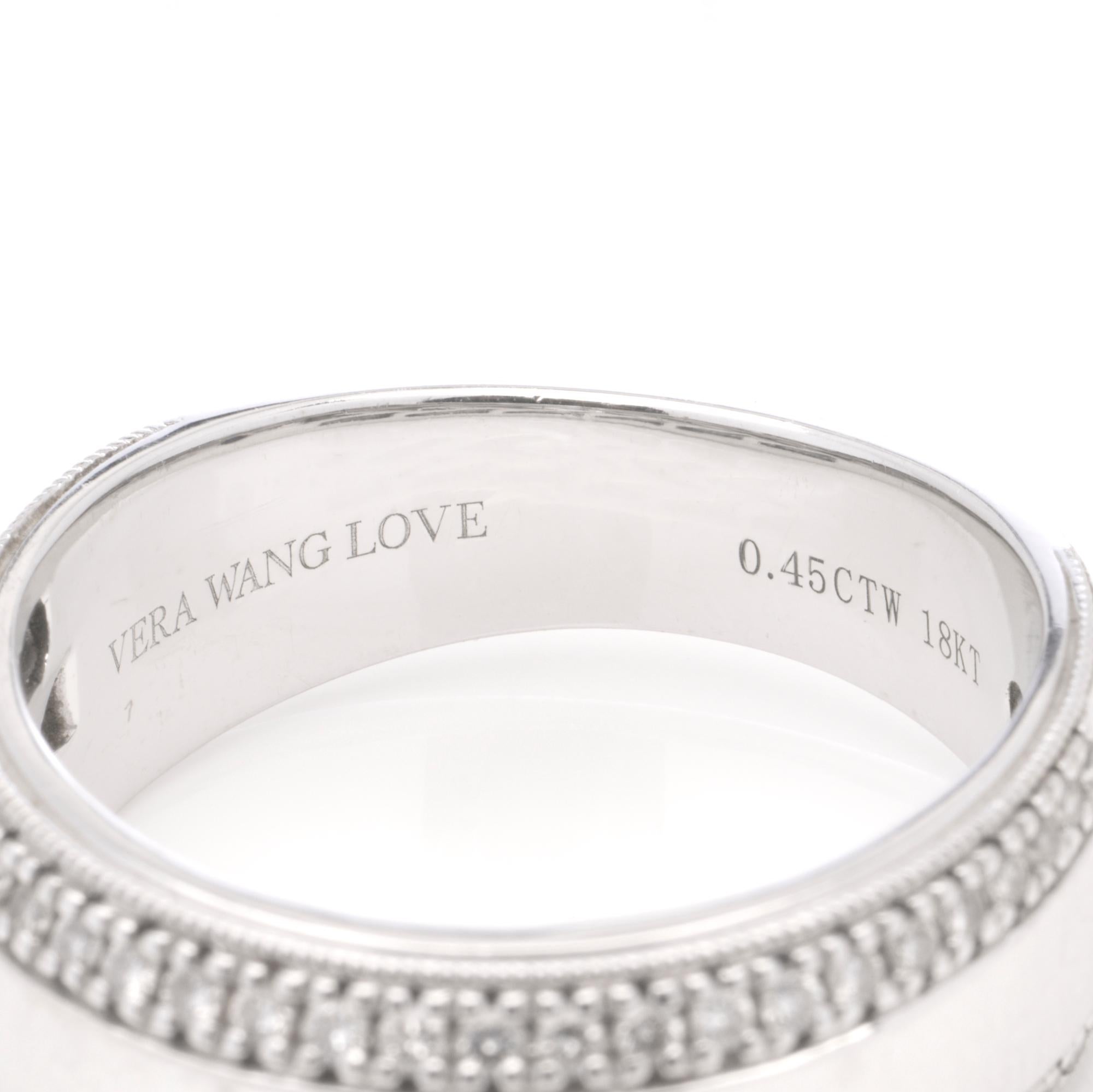 Vera Wang Love 18kt white gold diamond men's band ring For Sale 1