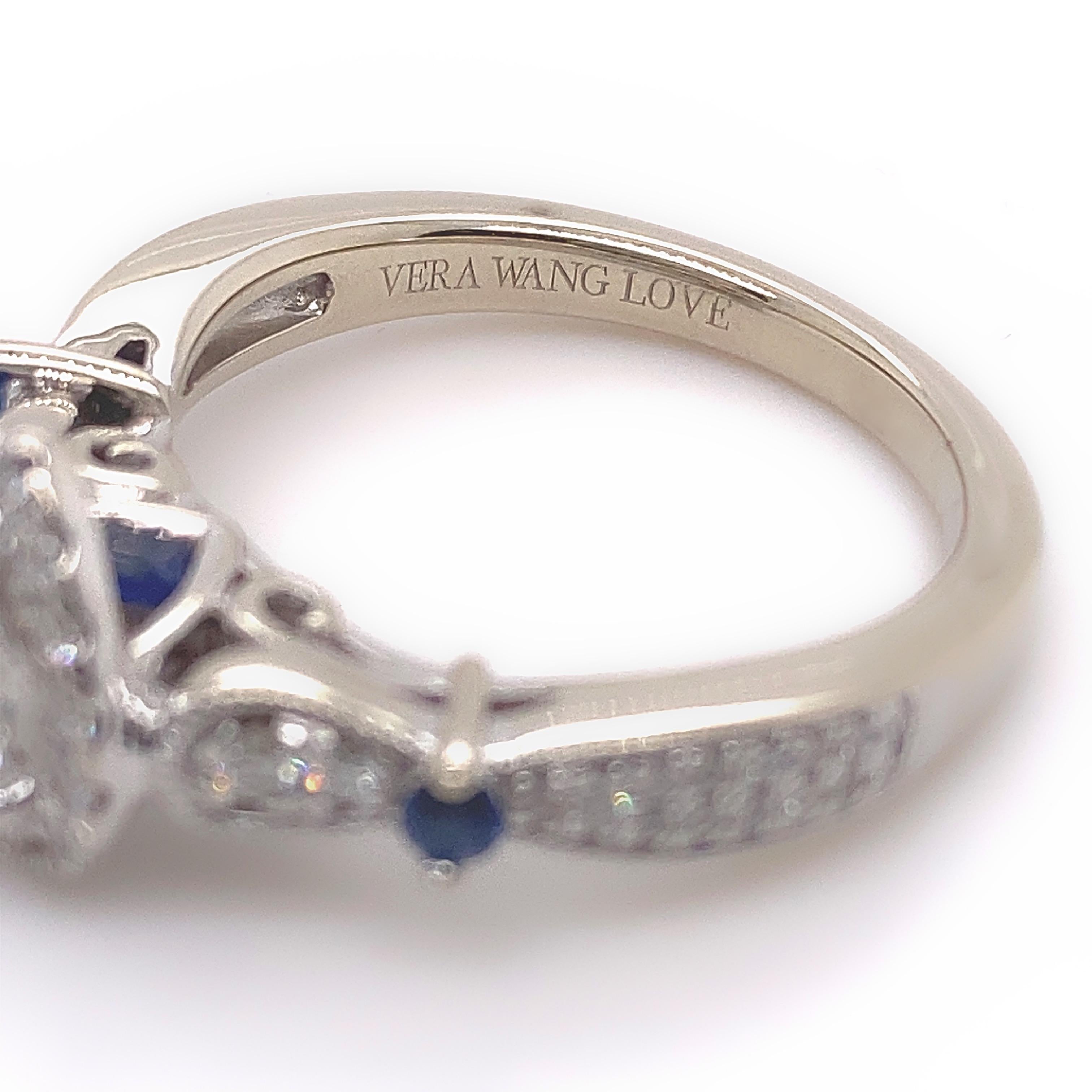 Vera Wang Love 5/8 Tcw Pear Diamond Blue Sapphire Vintage Style Engagement Ring 3