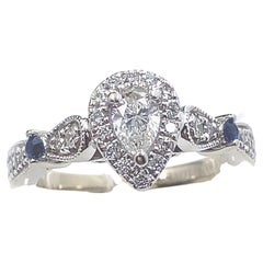 Vera Wang Love 5/8 Tcw Pear Diamond Blue Sapphire Vintage Style Engagement Ring
