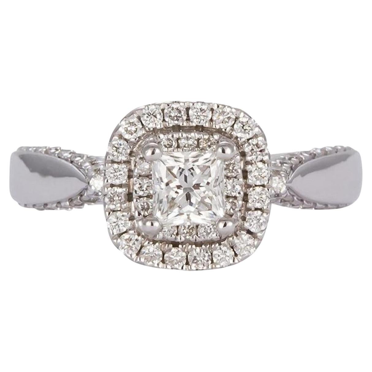 Vera Wang Love Collection 0.80 tcwt Princess Diamond Double Frame Ring For Sale