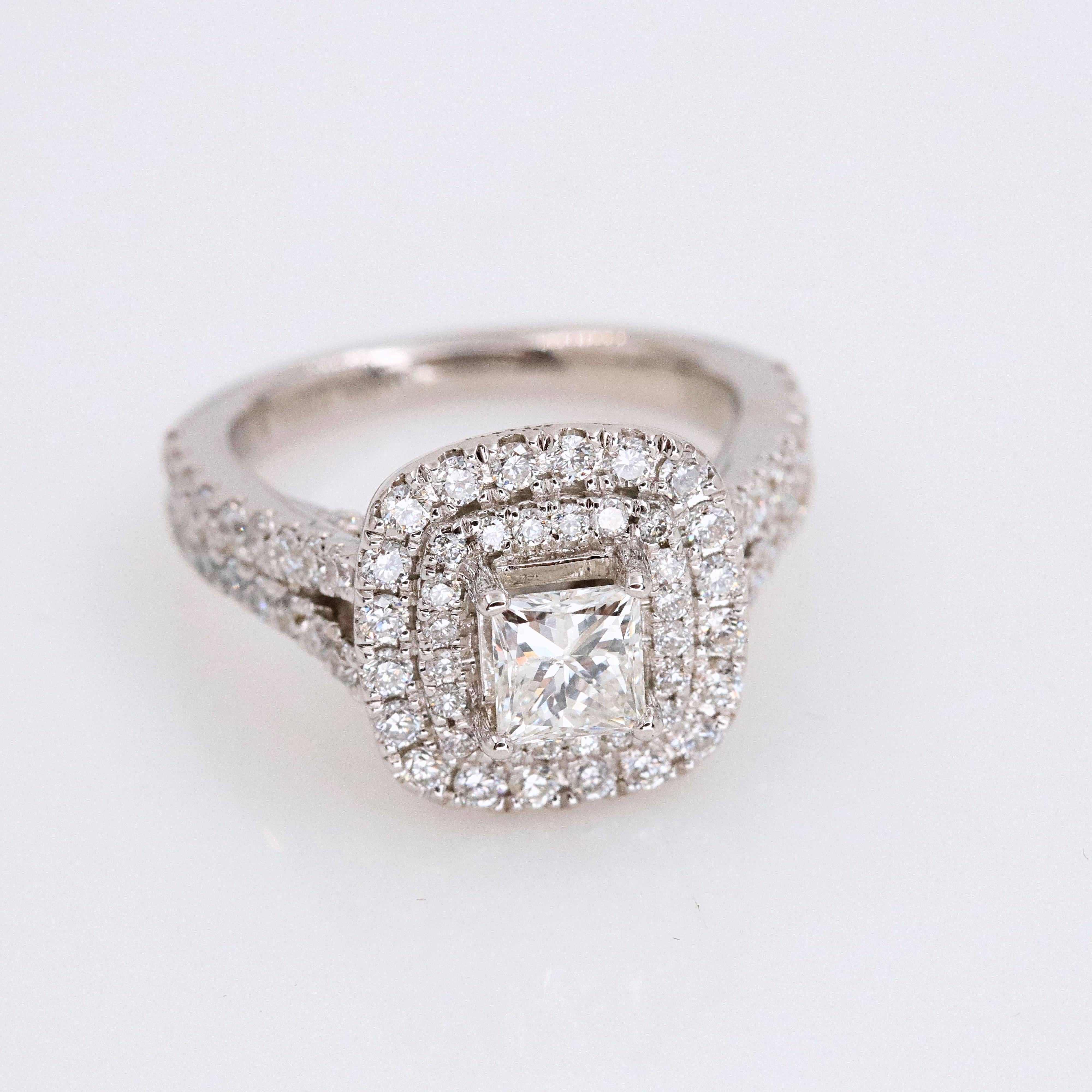 Princess Cut Vera Wang Love Collection 1 1/2 Carat Princess Diamond Split Shank Ring