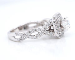 Vera Wang Love Collection 1 ct tw Princess Cut Diamond Double Halo Ring 14K Gold