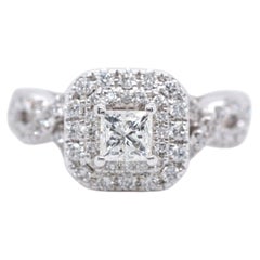 Vera Wang Love Collection 1 ct tw Princess Cut Diamond Double Halo Ring 14K Gold