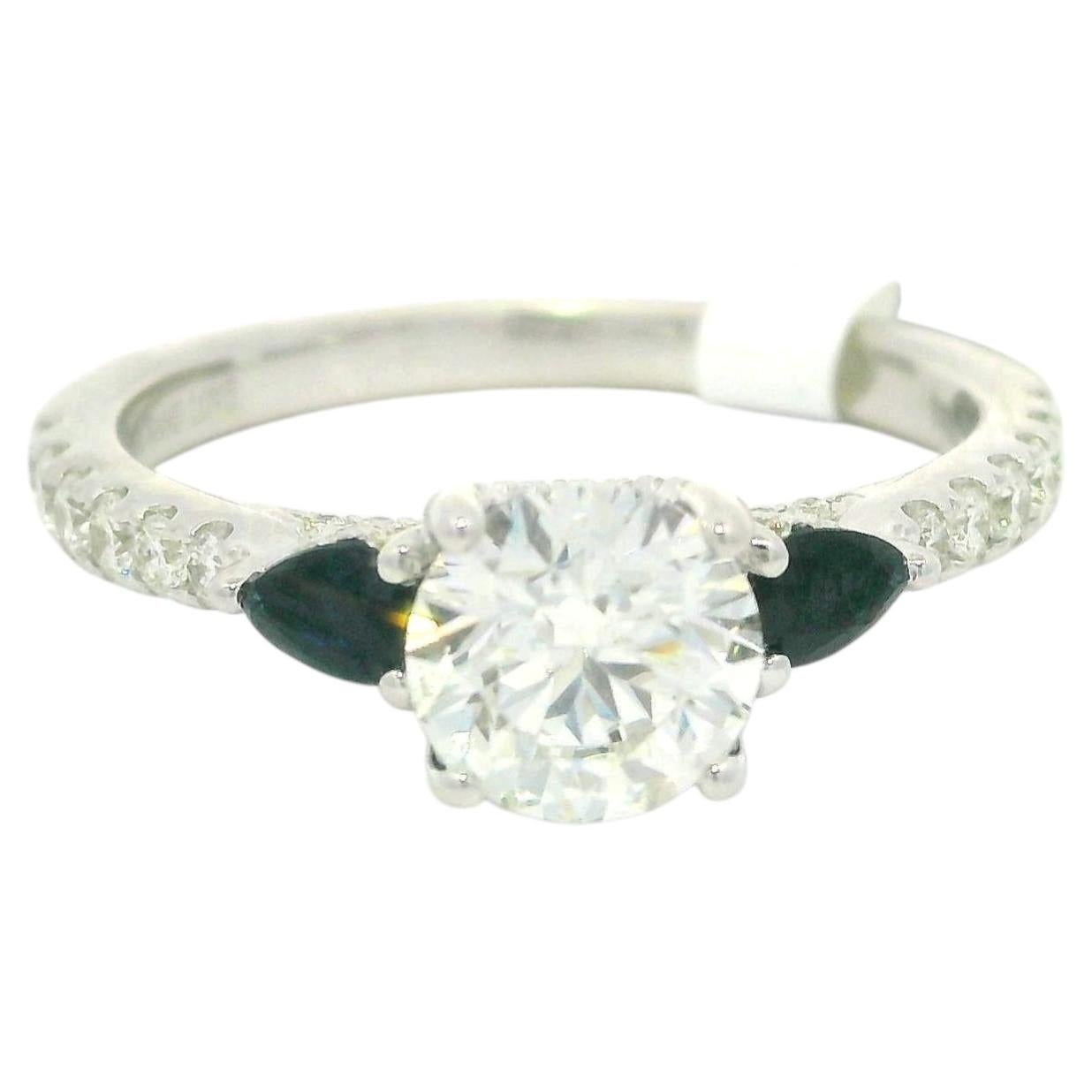 Vera Wang Love Collection 1.20ctw Diamond & Blue Sapphire Engagement Ring