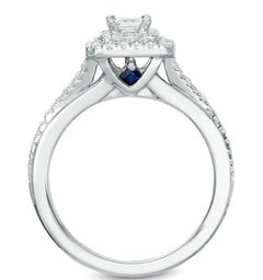 Vera Wang Love Collection – Ring aus 14-karätigem Weißgold mit einem 5/8-Karat-Prinzessschliff-Diamanten im Doppelrahmen