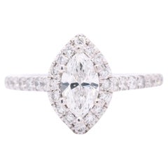 Used Vera Wang Love Collection 14k White Gold Marquee Diamond & Sapphire Engagement