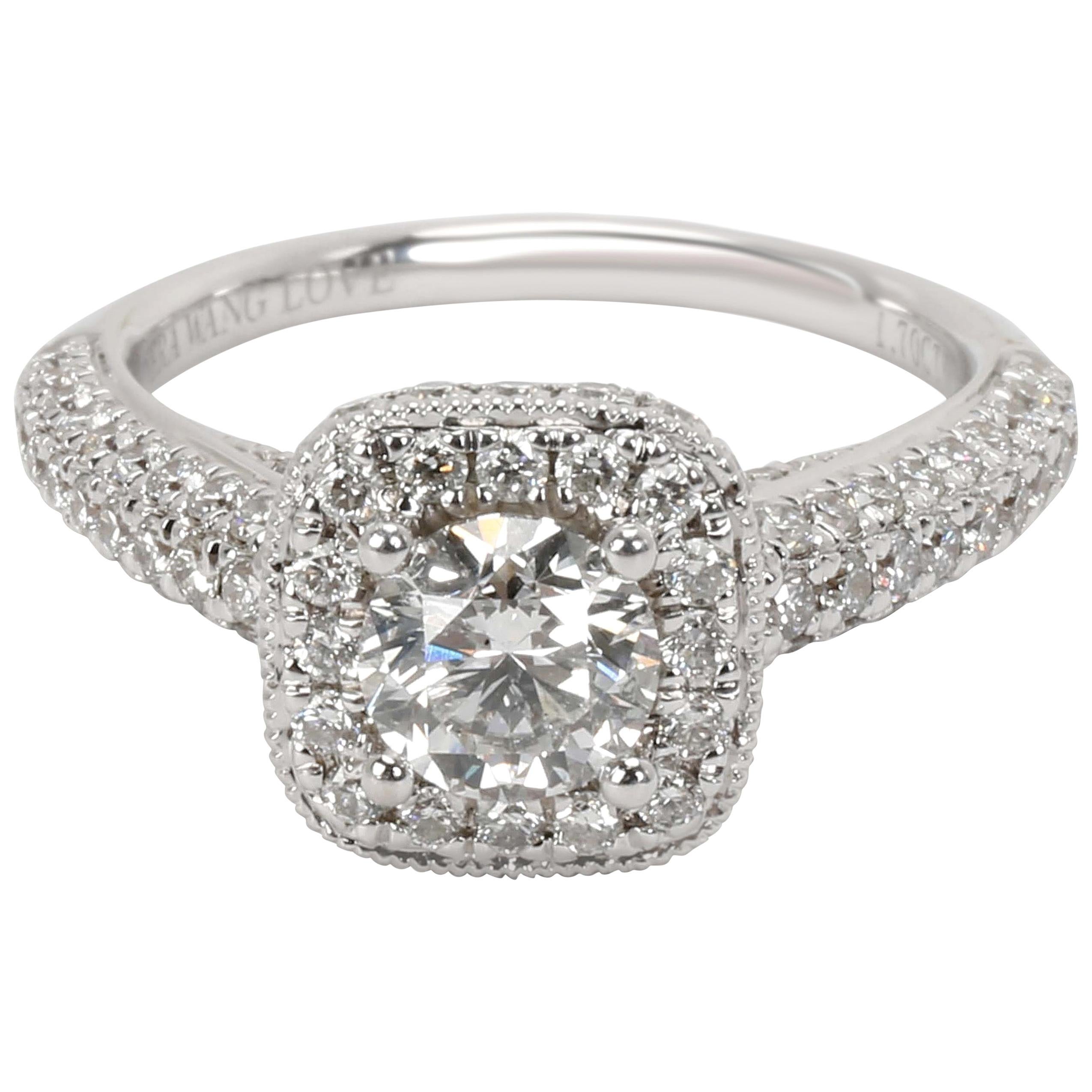 Vera Wang Love Collection Halo Diamond Engagement Ring in 18K White Gold 1.7 CTW