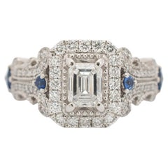 Used Vera Wang Love Collection Ladies 14K White Gold Diamond Sapphire Scroll Ring