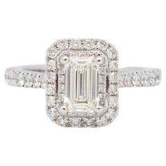 Vera Wang Love Collection Ladies 14K White Gold Emerald-Cut Diamond Double Frame