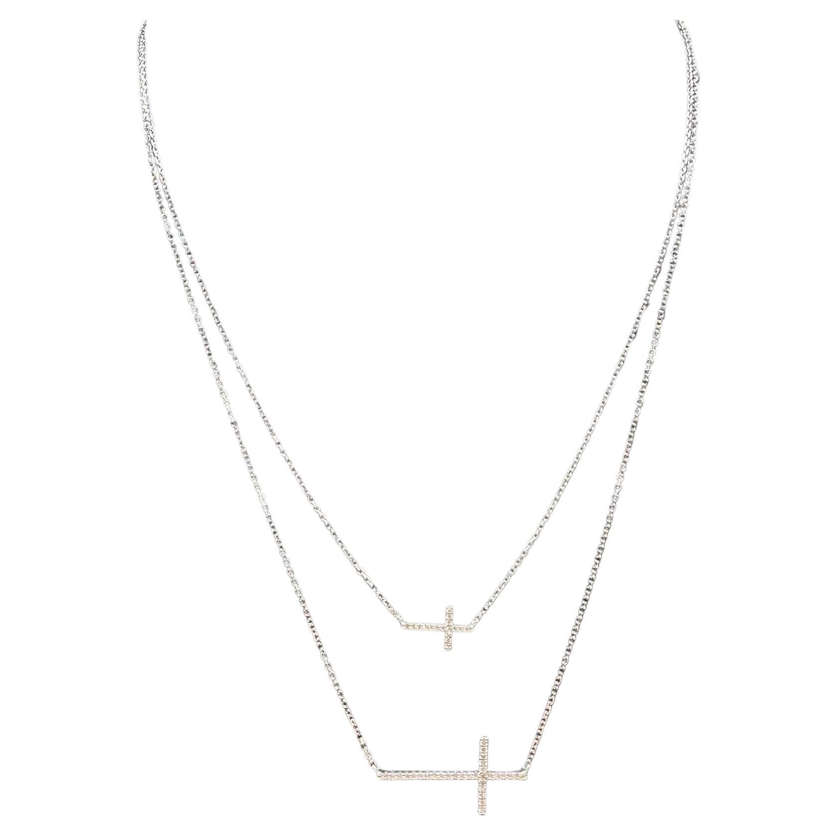 Vera Wang Love Diamond Cross Pendant in 10K White Gold - 0.20ctw, 20" Necklace