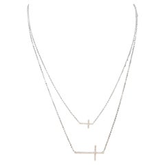 Vera Wang Colgante Cruz de Diamantes del Amor en Oro Blanco de 10 K - 0,20 ctw, Collar de 20