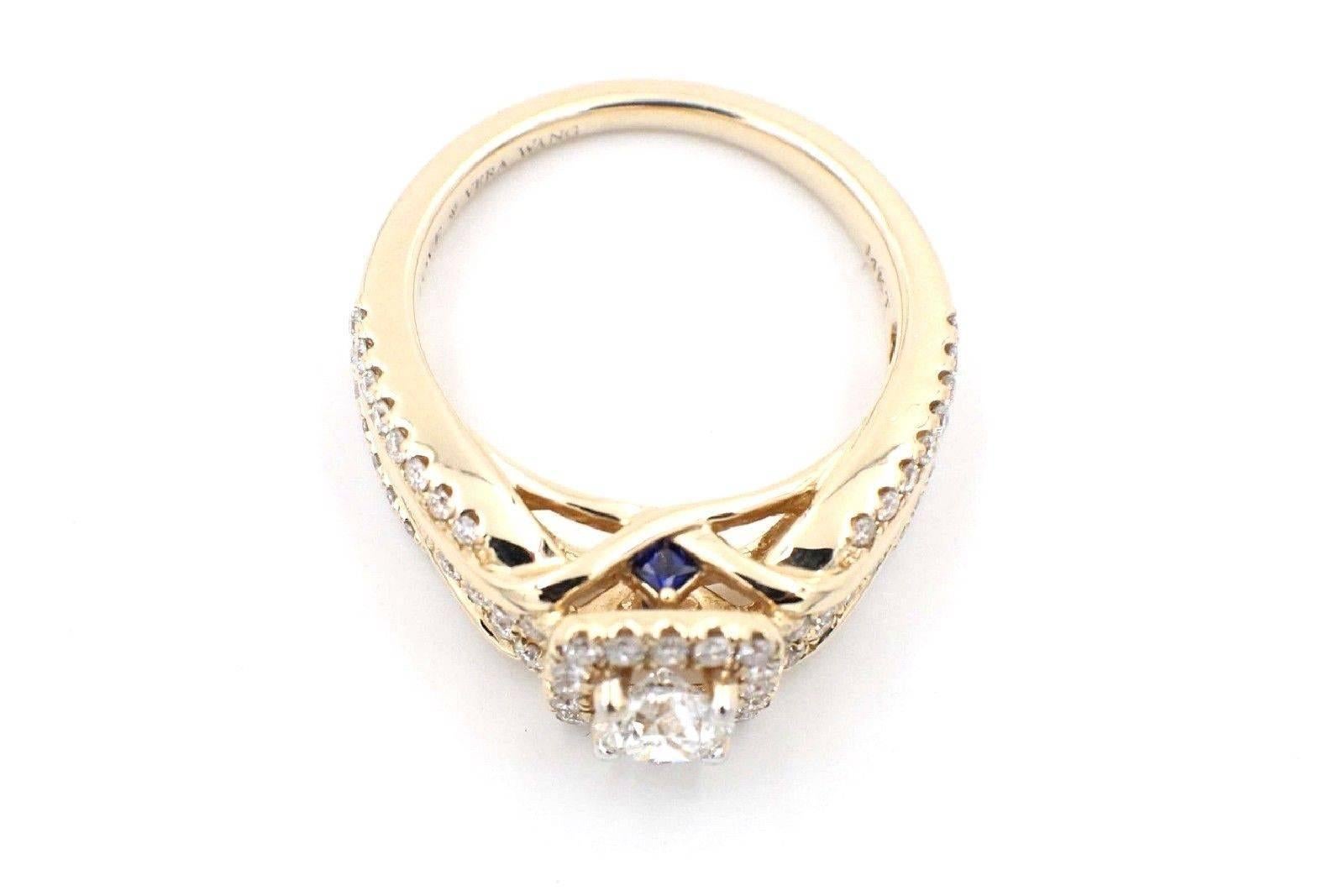 Vera Wang Love Diamond Engagement Ring 1.00 TCW 14 Karat Yellow Gold For Sale 4