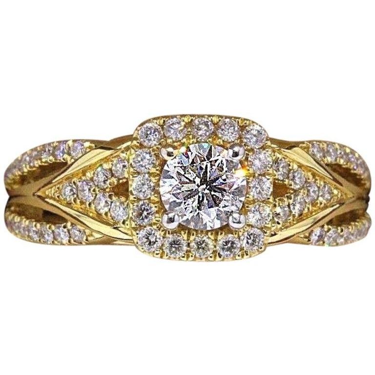 Vera Wang Love Diamond Engagement Ring 1.00 TCW 14 Karat Yellow Gold For  Sale at 1stDibs | vera wang yellow gold engagement rings