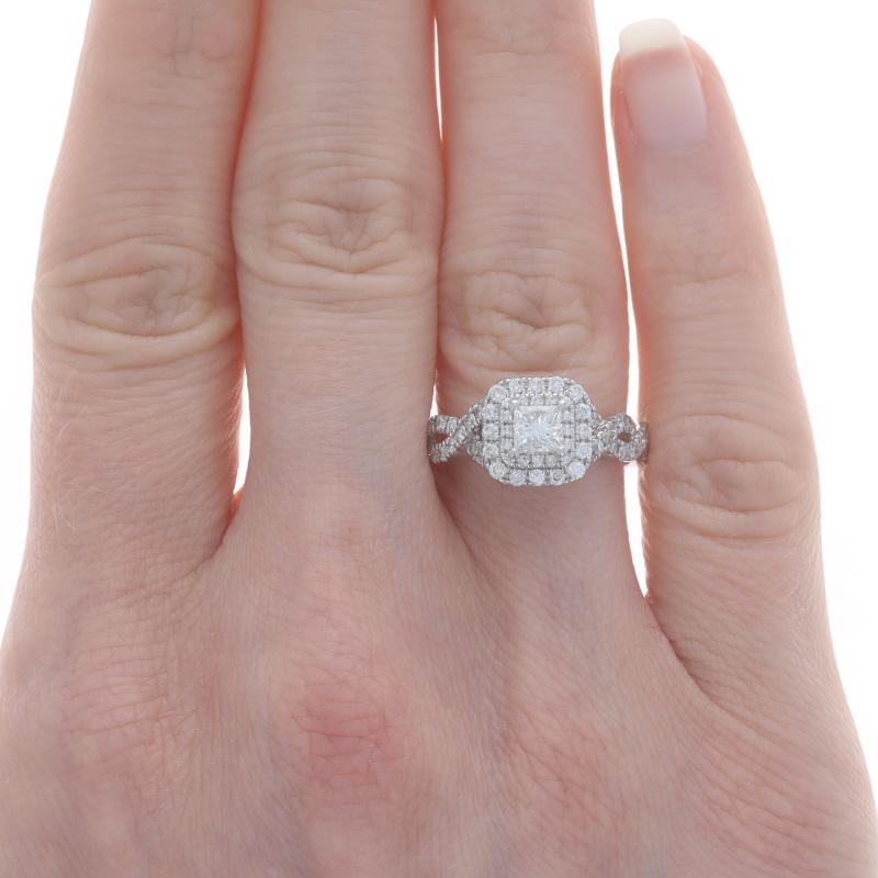 Vera Wang Love Diamant Halo Verlobungsring Weißgold 14k Prinzessin1,00ctw Saphir (Carréschliff)