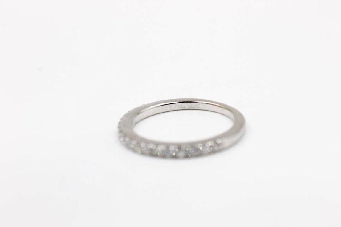 Vera Wang Love Diamond Wedding Band Ring 14 Karat White Gold In Excellent Condition In San Diego, CA