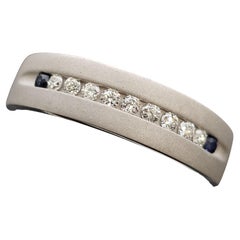 Vera Wang Liebe Herren 14k Weißgold Diamant Saphir Hochzeit Band Ring sz 11,25