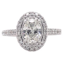 Vera Wang Love Oval Diamond 1 5/8 Tcw Frame Halo Engagement Ring 14kt White Gold