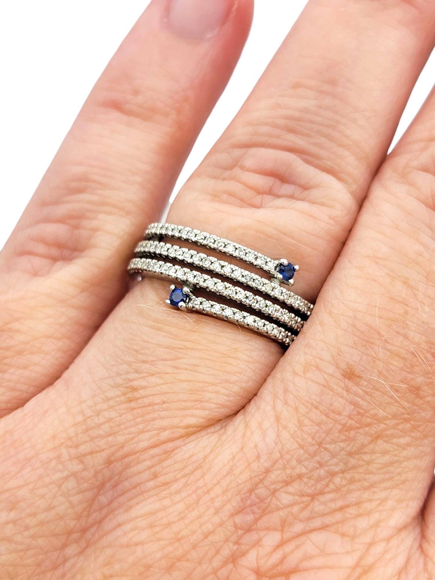 Vera Wang 'Love' Pavé Diamant & Blauer Saphir Wrap Band Ring 14 Karat Weißgold im Angebot 7