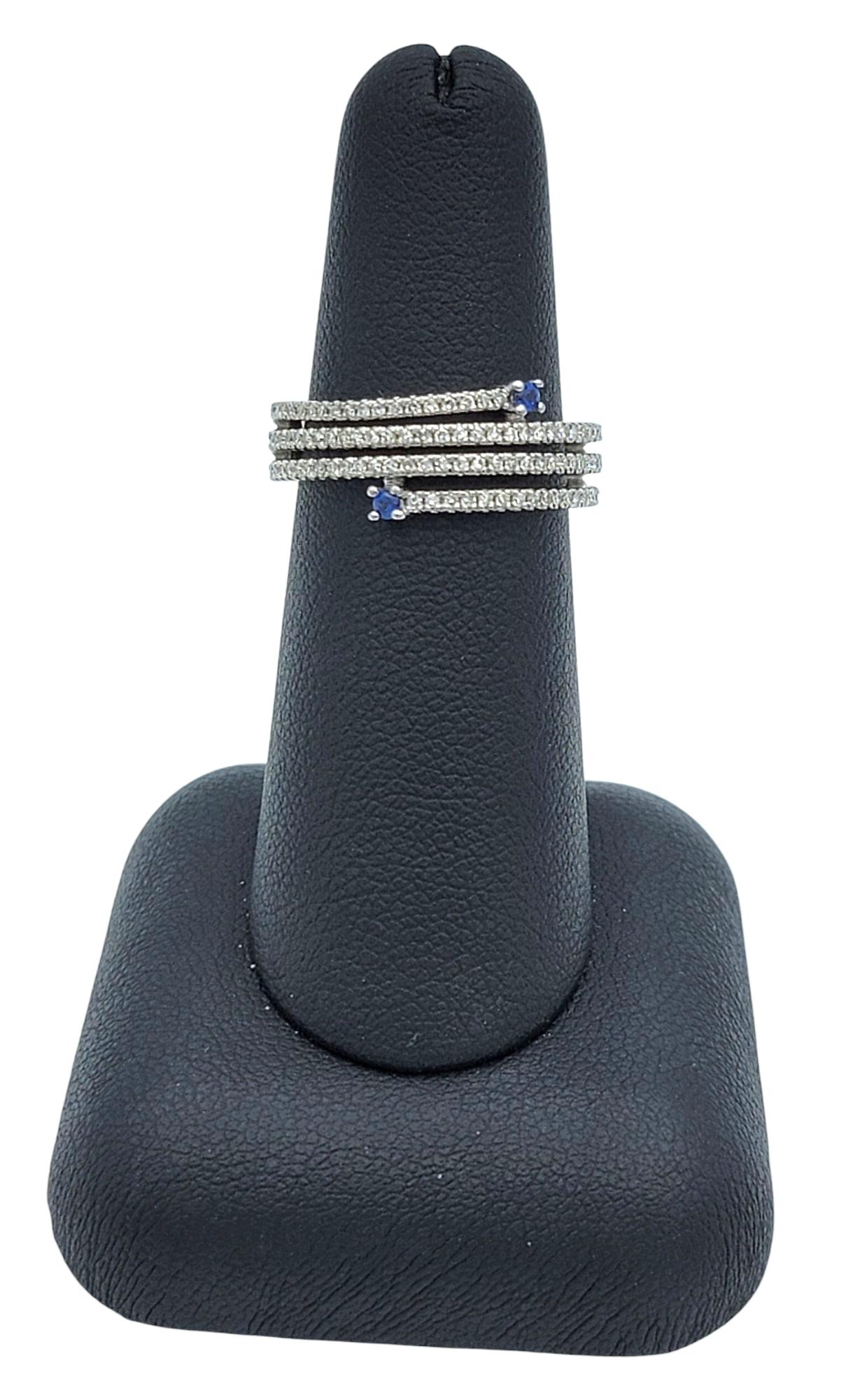 Vera Wang 'Love' Pavé Diamant & Blauer Saphir Wrap Band Ring 14 Karat Weißgold im Angebot 8