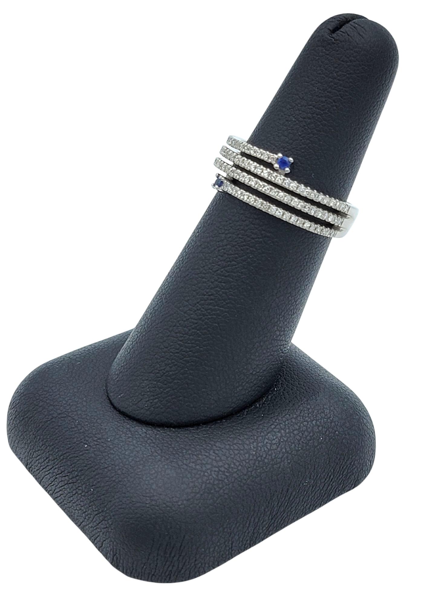 Vera Wang 'Love' Pavé Diamant & Blauer Saphir Wrap Band Ring 14 Karat Weißgold im Angebot 9