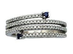 Vera Wang 'Love' Pavé Diamond & Blue Sapphire Wrap Band Ring 14 Karat White Gold
