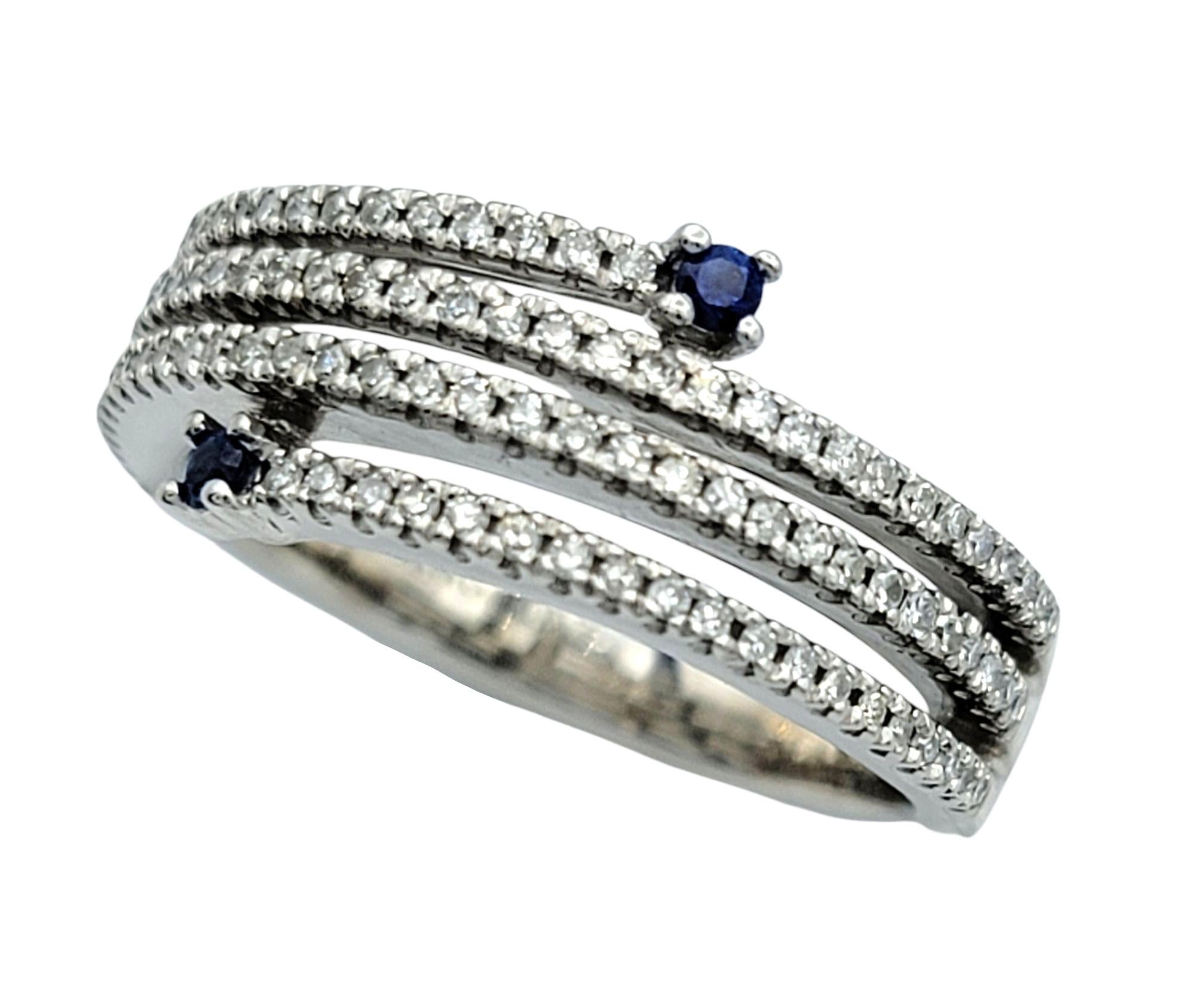 Vera Wang 'Love' Pavé Diamant & Blauer Saphir Wrap Band Ring 14 Karat Weißgold (Zeitgenössisch) im Angebot