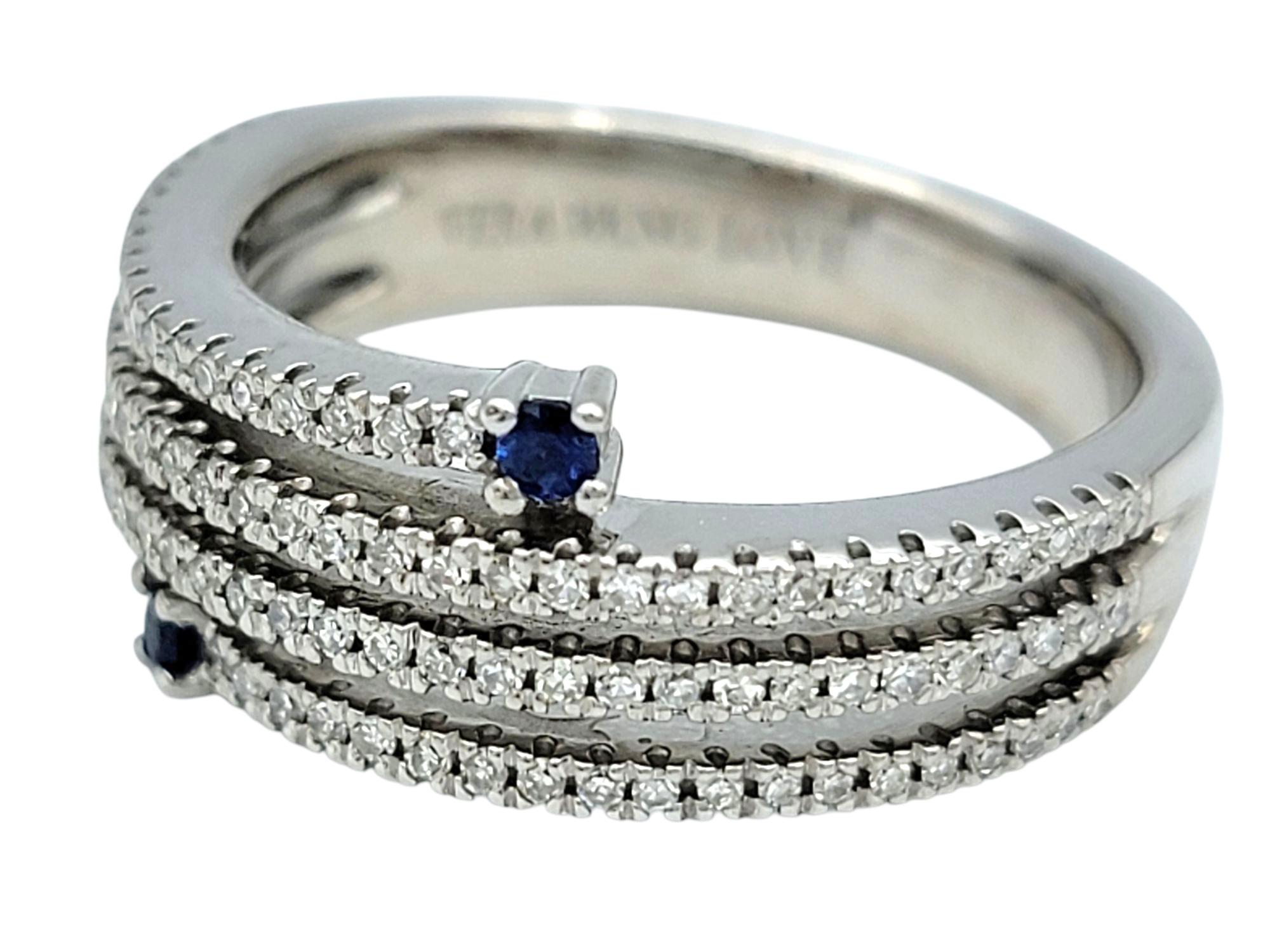 Vera Wang 'Love' Pavé Diamant & Blauer Saphir Wrap Band Ring 14 Karat Weißgold Damen im Angebot