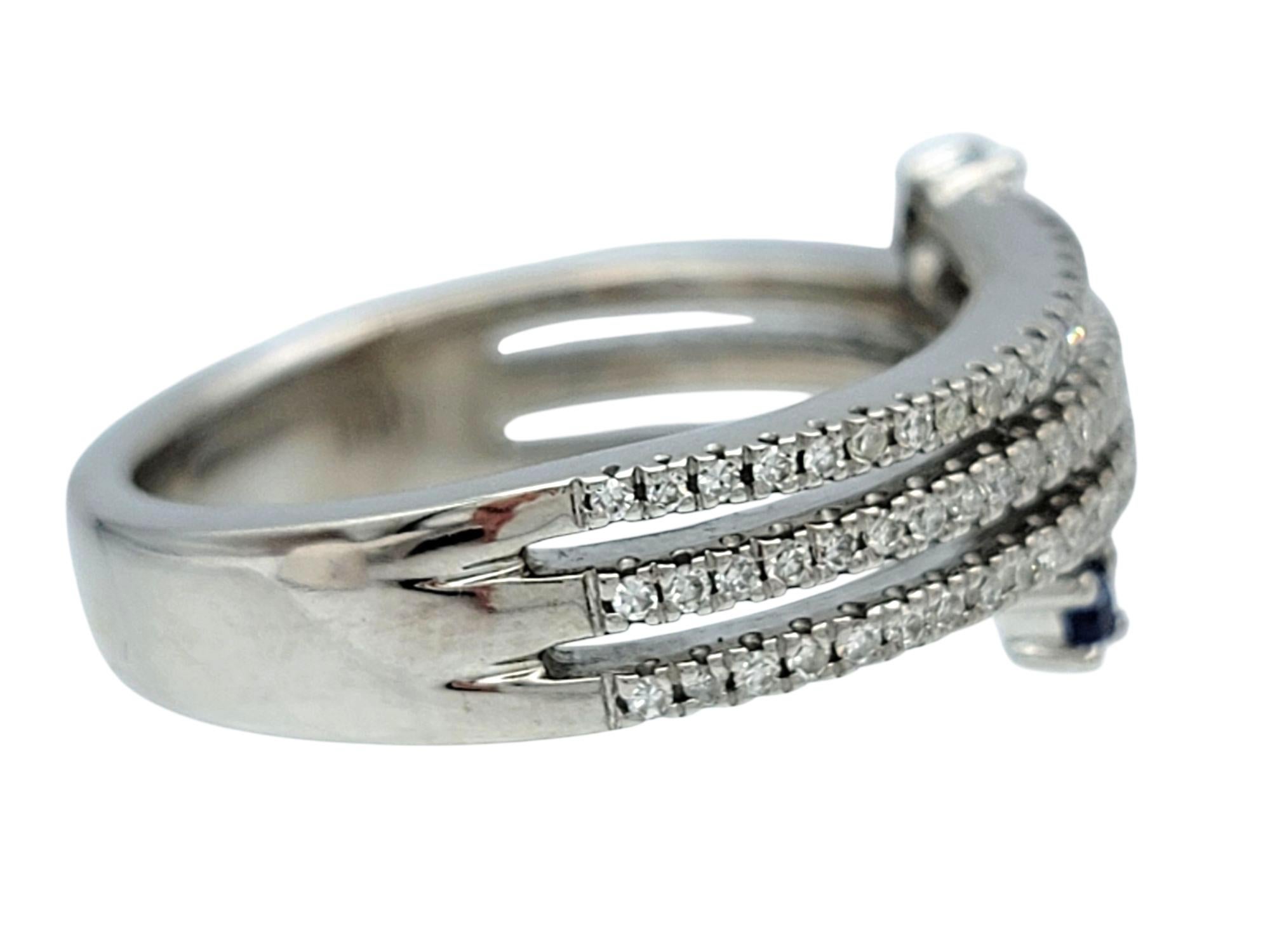Vera Wang 'Love' Pavé Diamant & Blauer Saphir Wrap Band Ring 14 Karat Weißgold im Angebot 1