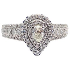 Vera Wang LOVE Pear Shape Diamond 1.00 Carat Sapphire Double Frame Ring